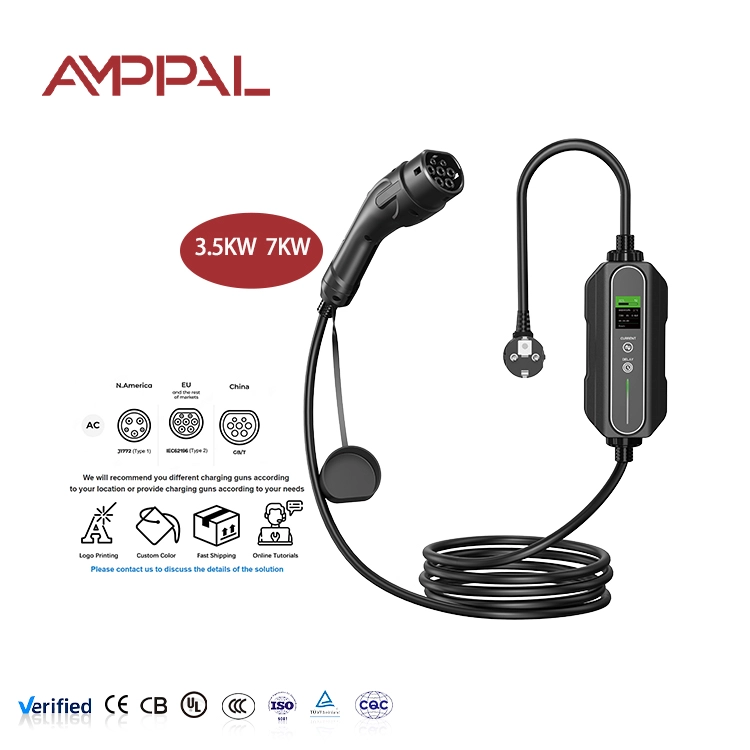 11kW Portable AC EV Charger with Acrylic Design for Travel & Home Charging