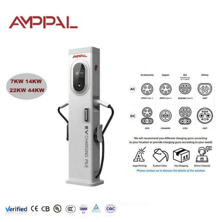 44kW Slim Tower Dual-Port AC EV Charger for Commercial Parking Facilities